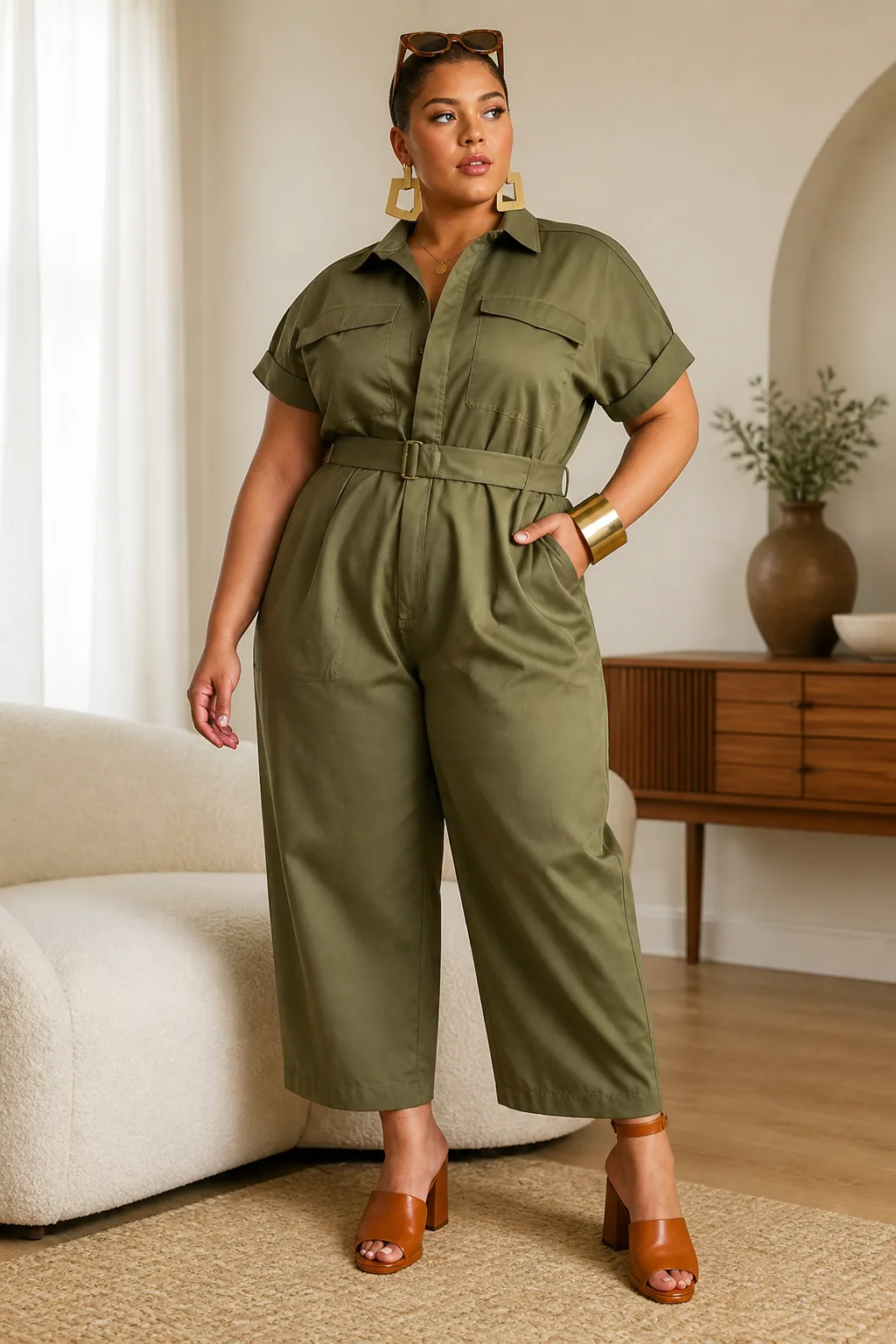 Chic Olive Utility Jumpsuit