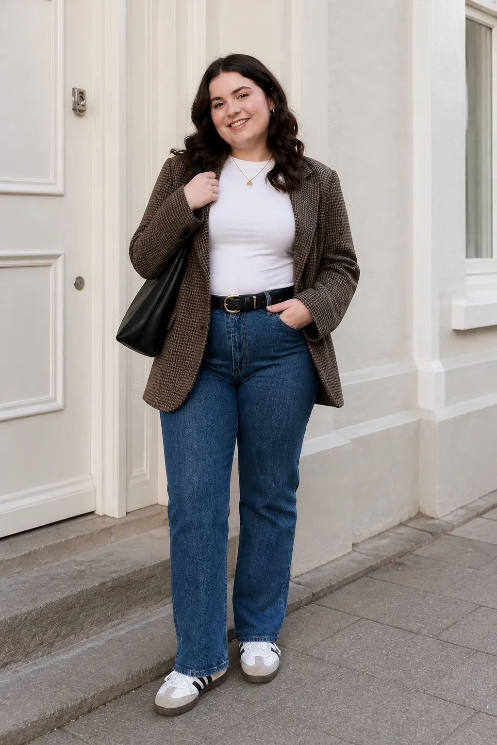 Chic Plaid Blazer and Denim Combo