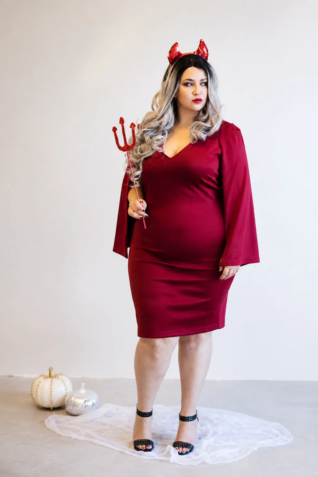 Chic Plus-Size Devil Halloween Outfit