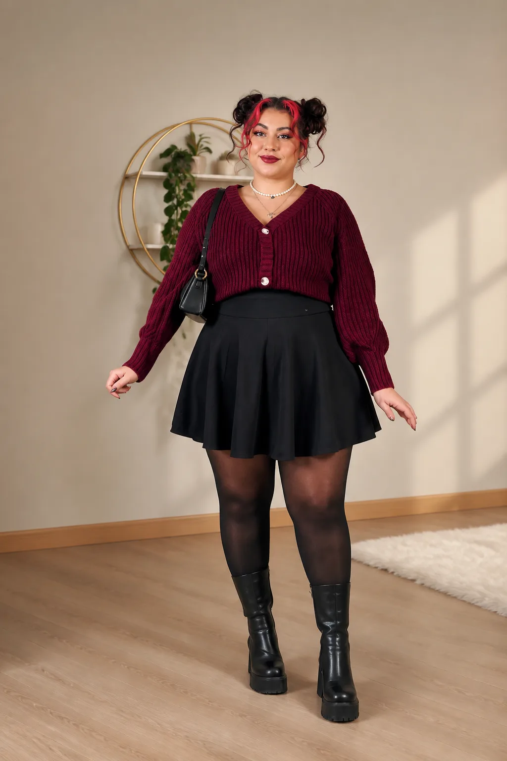 Chic Plus Size Fall Mini Skirt Look