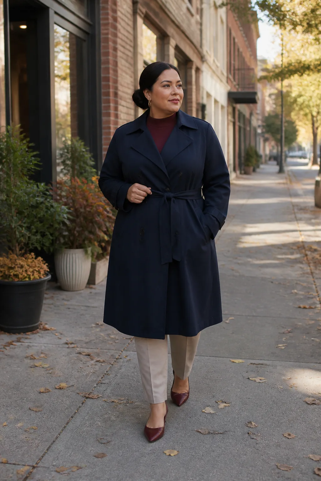 Chic Plus-Size Fall Trench Layering