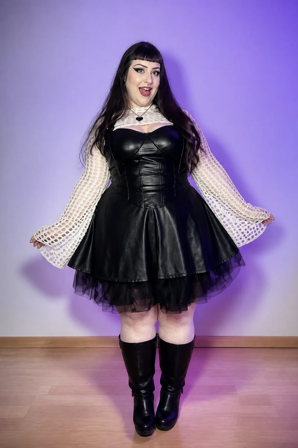Chic Plus Size Faux Leather Goth Outfit