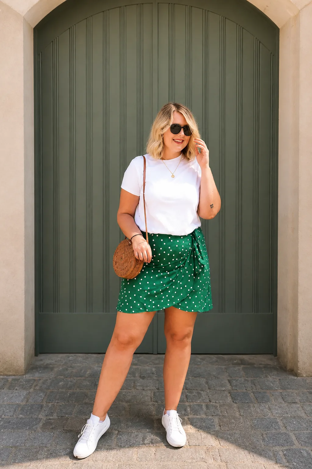 Chic Polka Dot Mini Skirt Styling