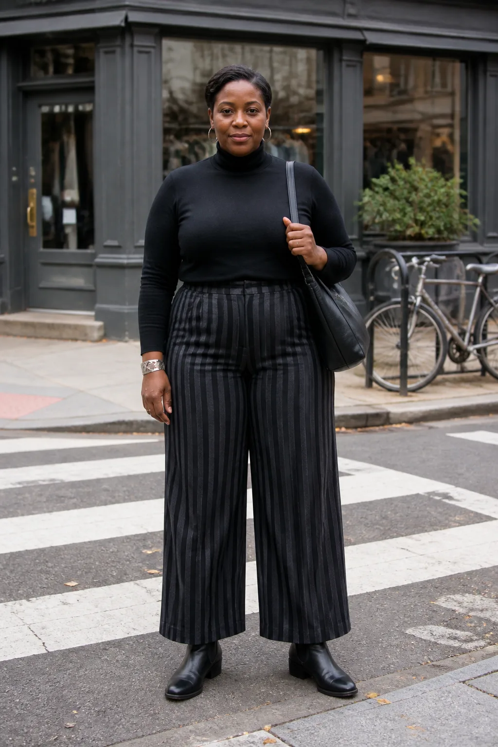 Chic Striped Plus-Size Goth Outfit