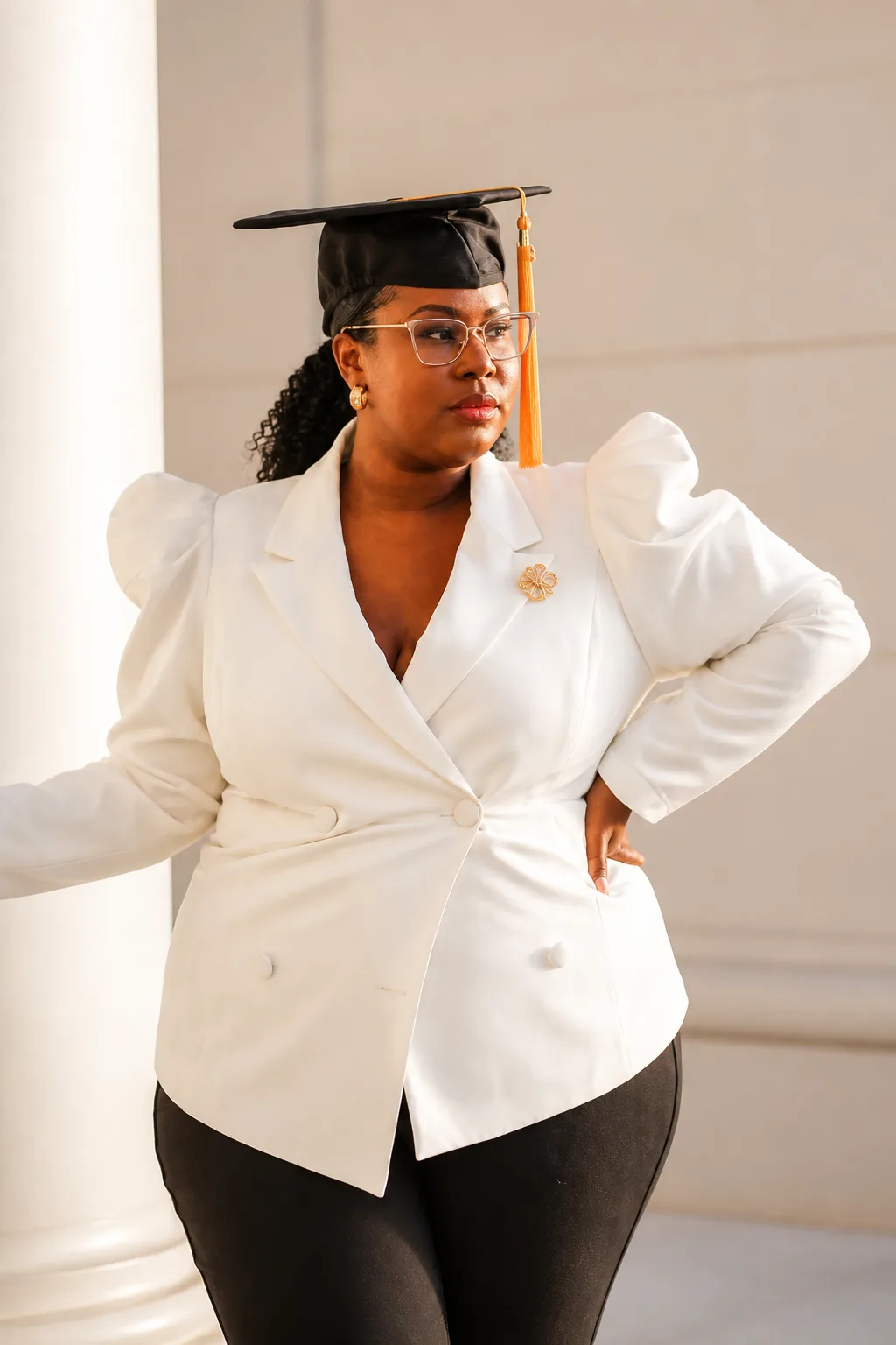 Chic White Blazer with Statement Shoulders