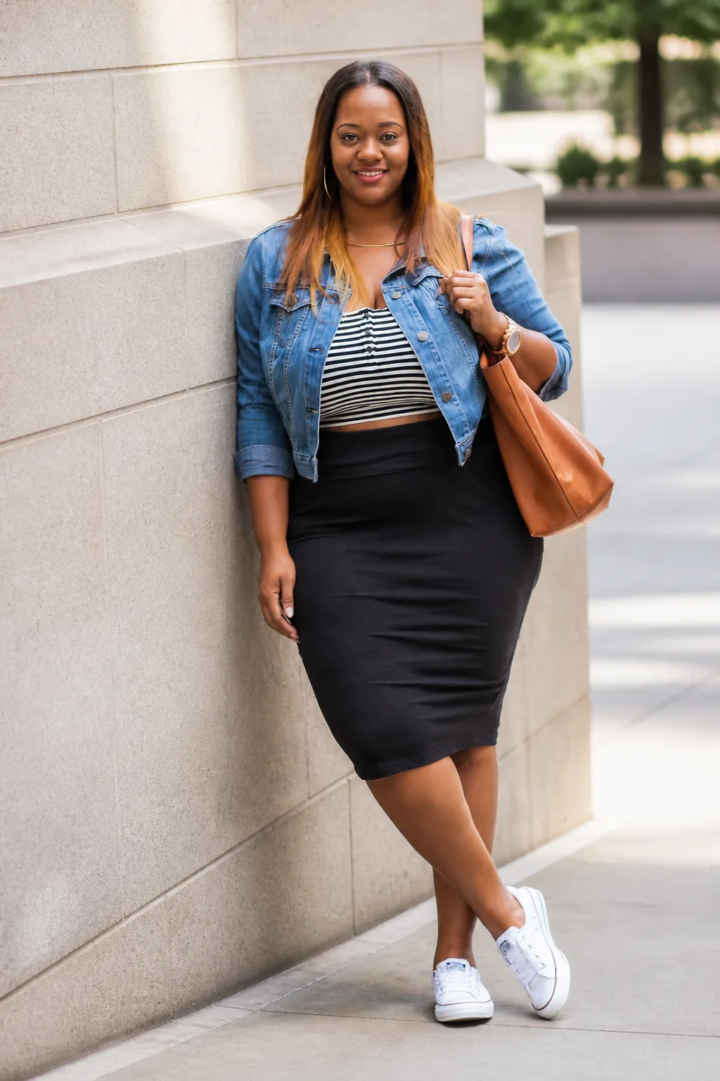 Classic Denim &amp; Pencil Skirt
