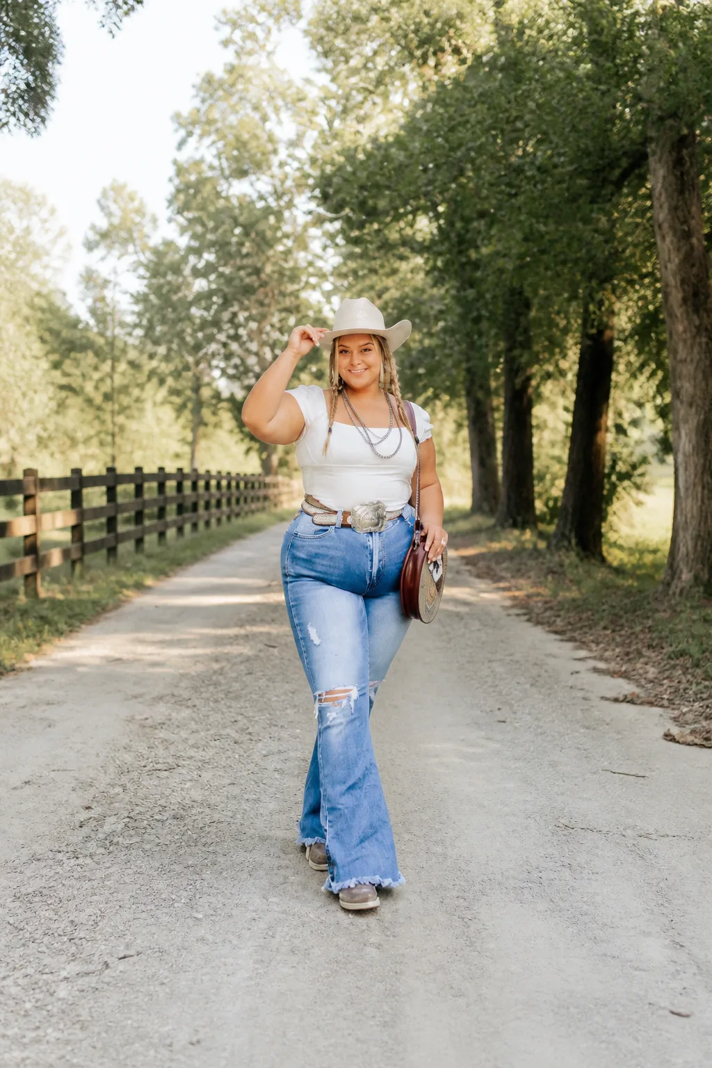 Classic Flare Denim and Cowboy Hat Style