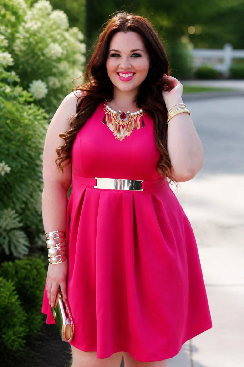 Classic Fuchsia Party Dress Look