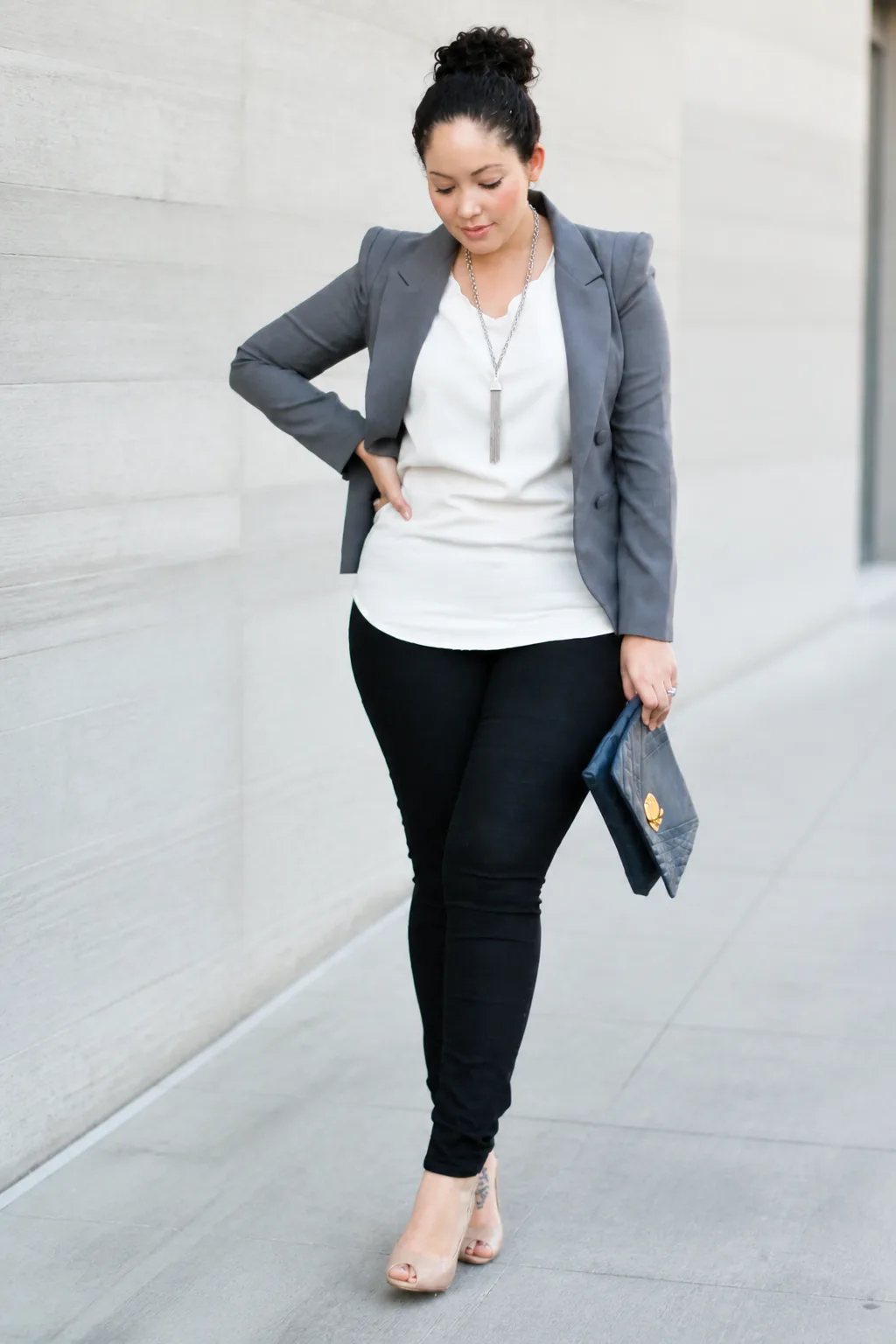 Classic Gray Blazer and Black Trousers Outfit