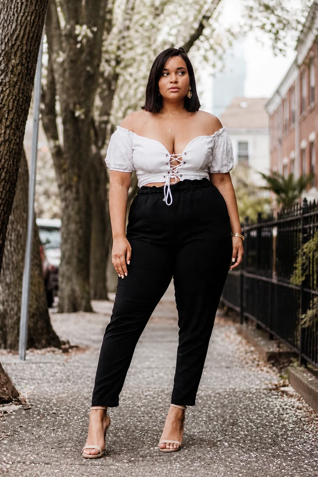 Classic Lace-Up Top Ensemble