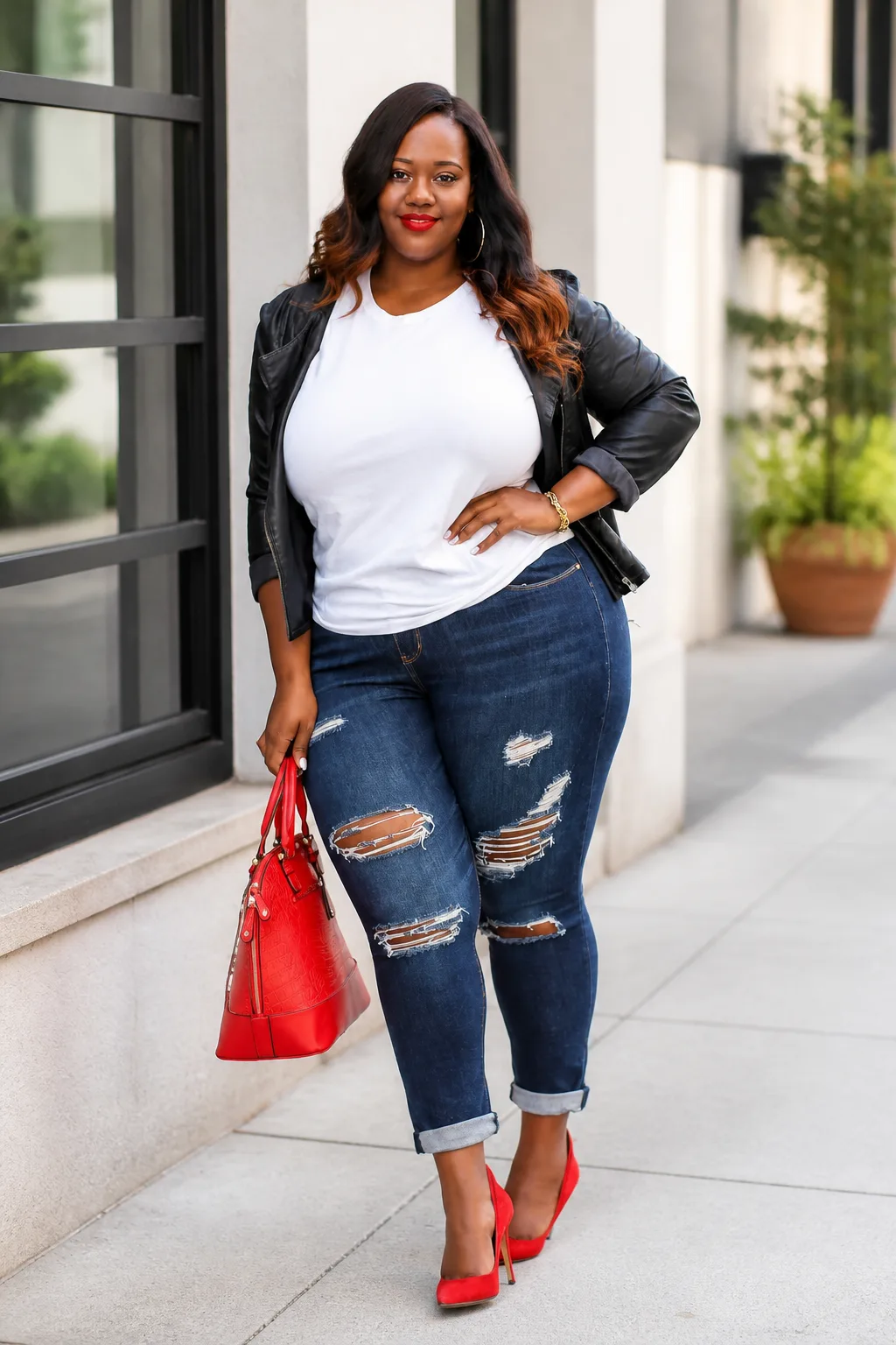 Classic Leather Jacket and Denim Fall Look