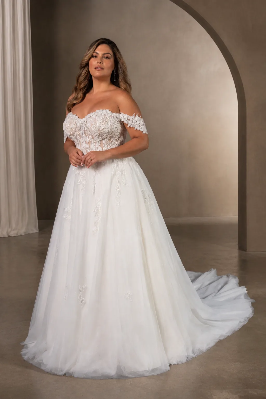 Classic Off-Shoulder Tulle Gown