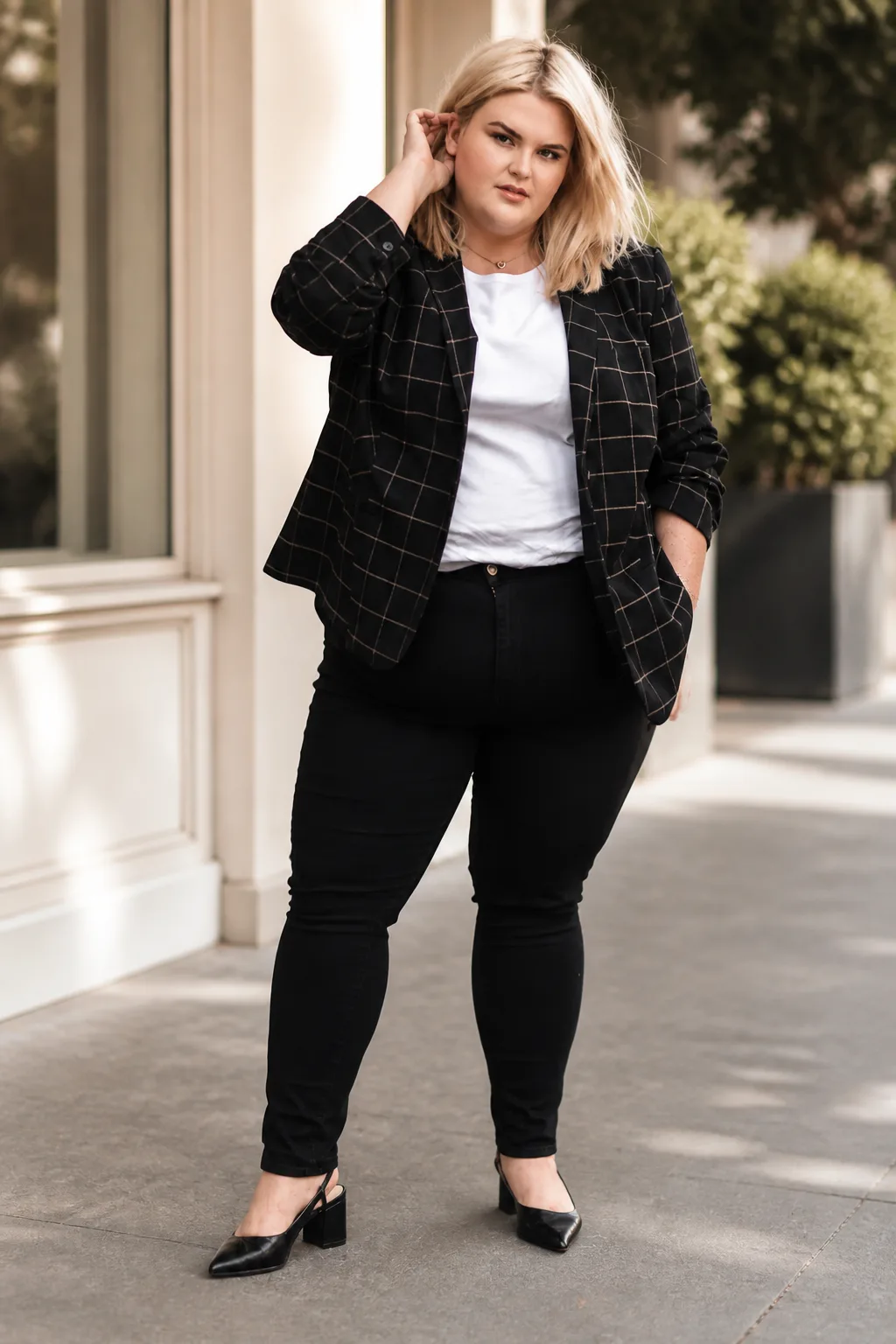 Classic Plaid Blazer for the Office
