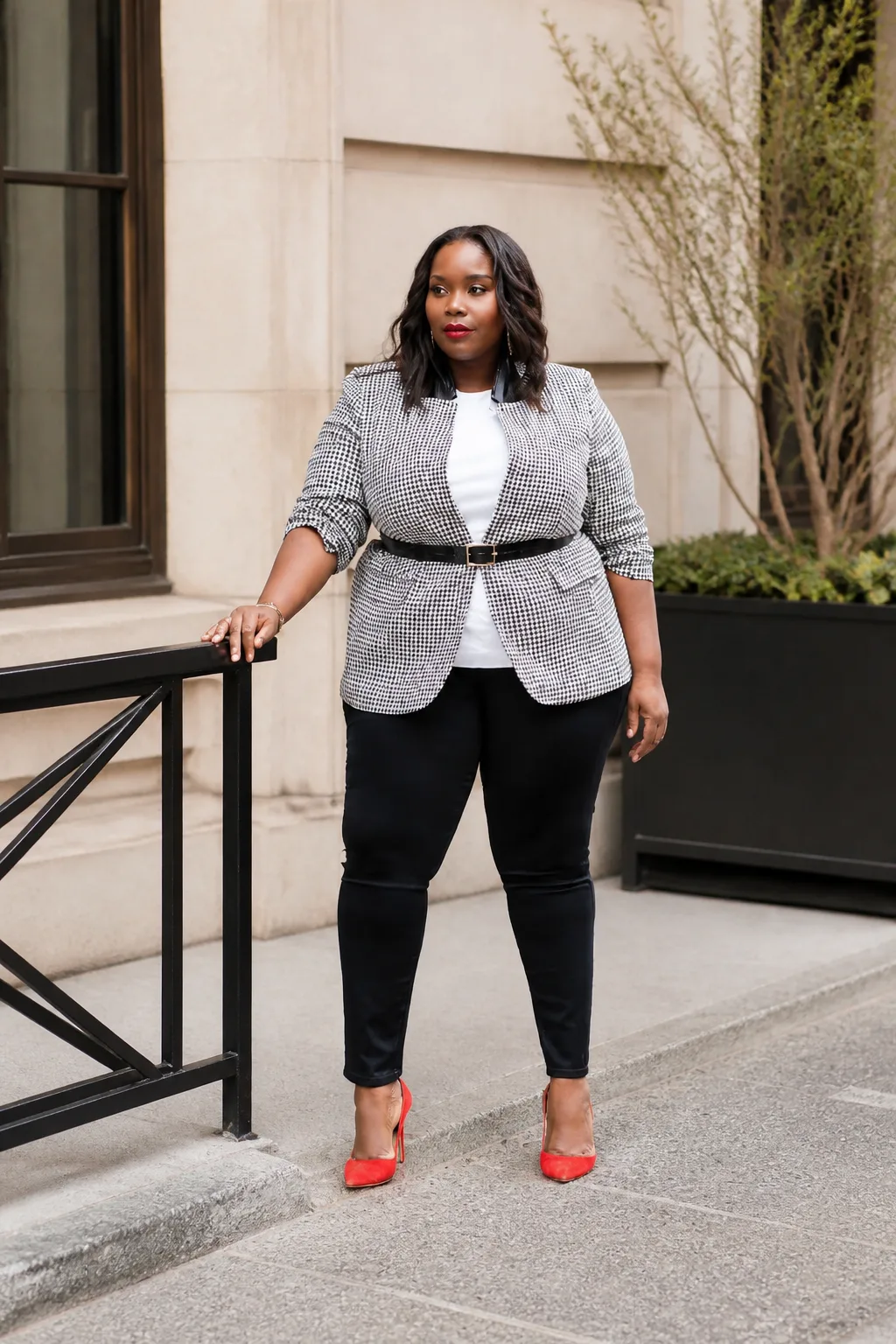 Classic Polka Dot Blazer Office Look