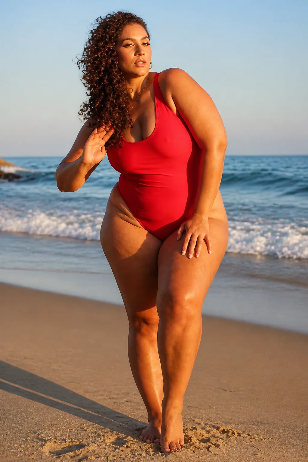 Classic Red One-Piece Elegance