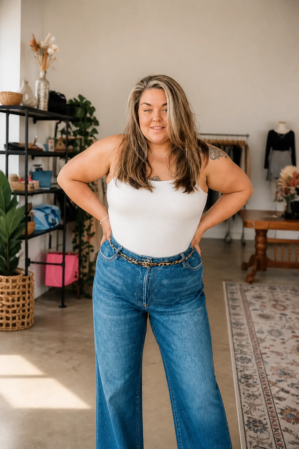 Classic Western-Inspired Casual Plus Size Look