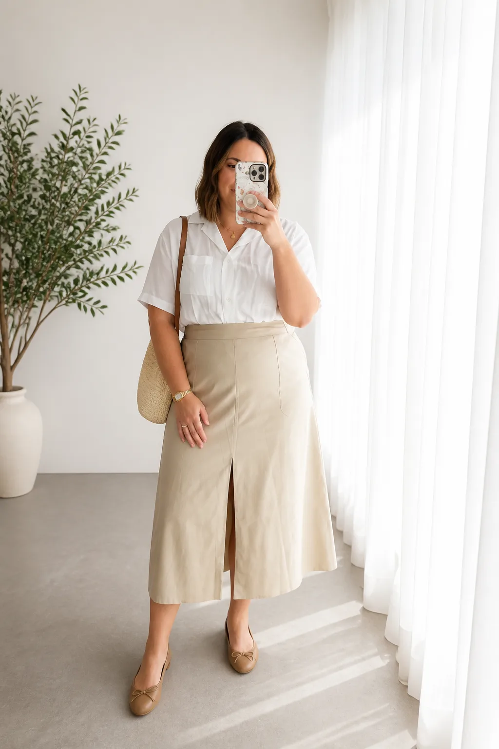 Classic White and Beige Ensemble