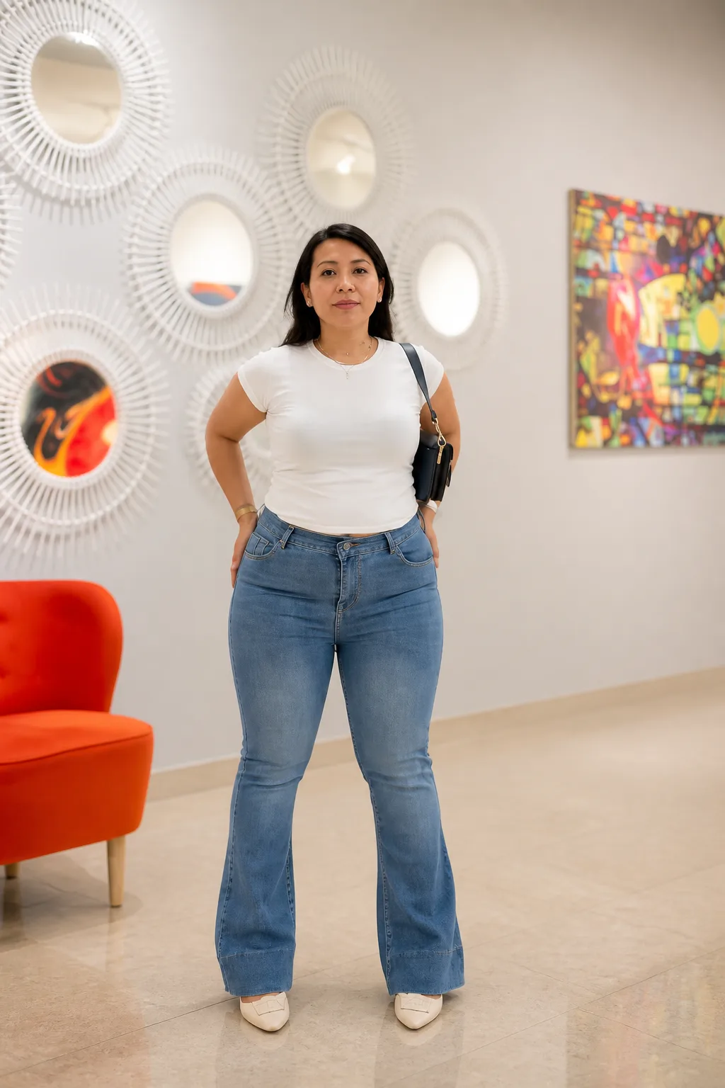 Classic White Tee and Wide Leg Jeans
