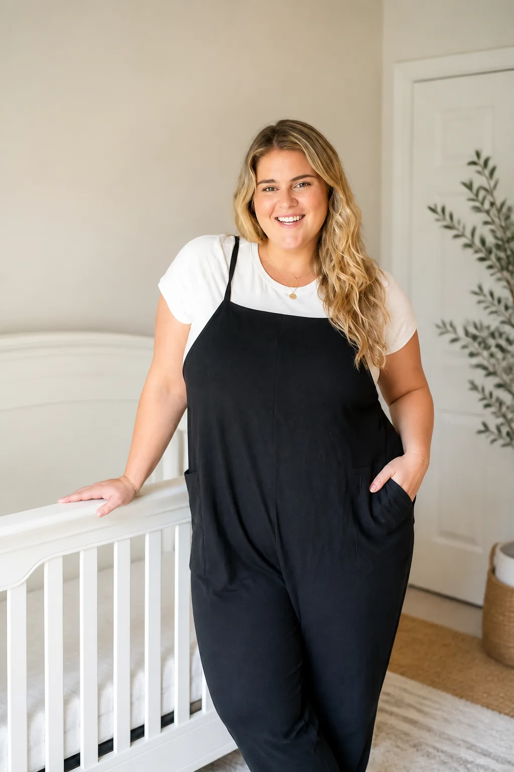 Comfortable Plus Size Maternity Overall Look