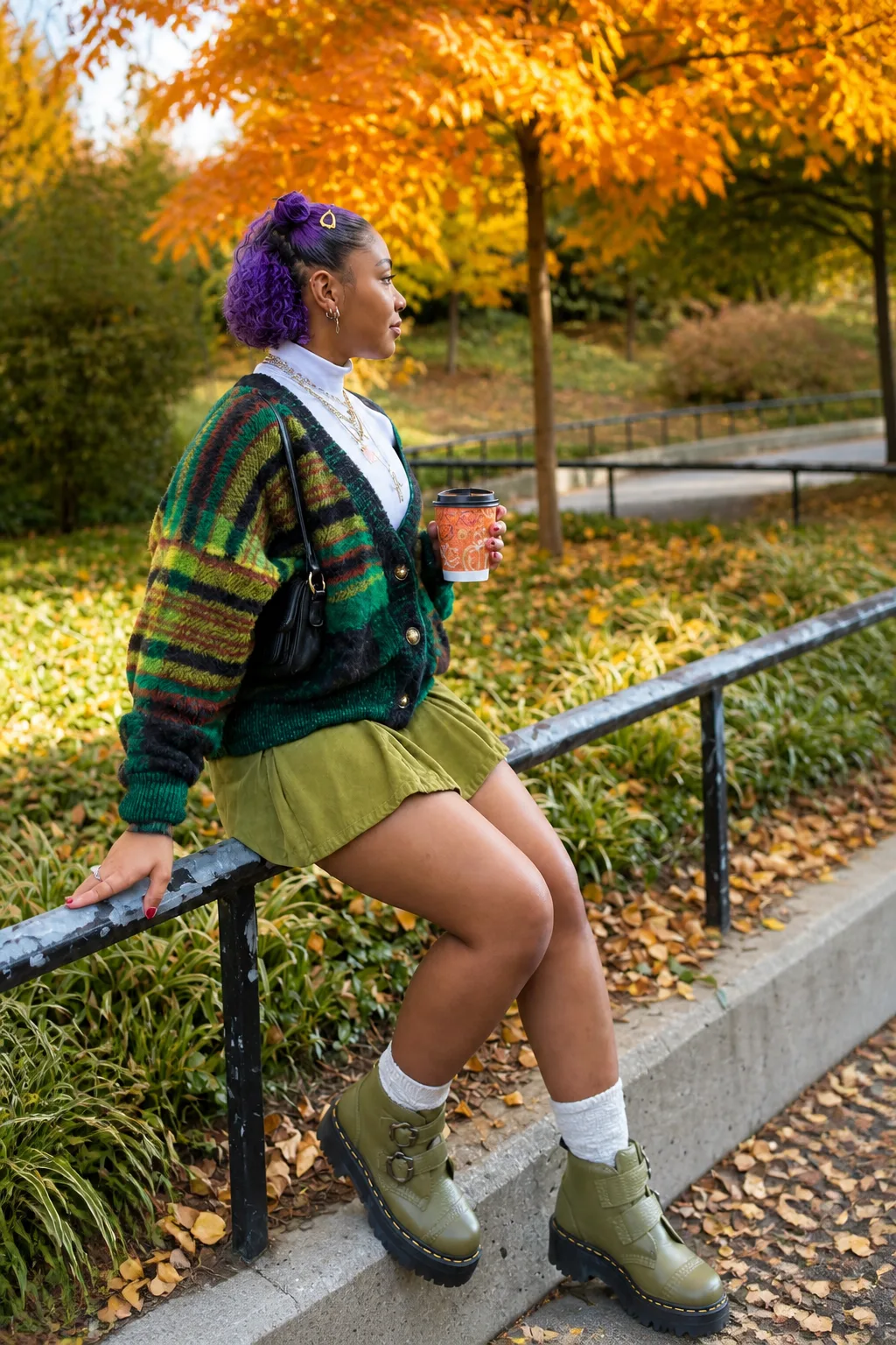 Cozy Cardigan and Vibrant Skirt Combo