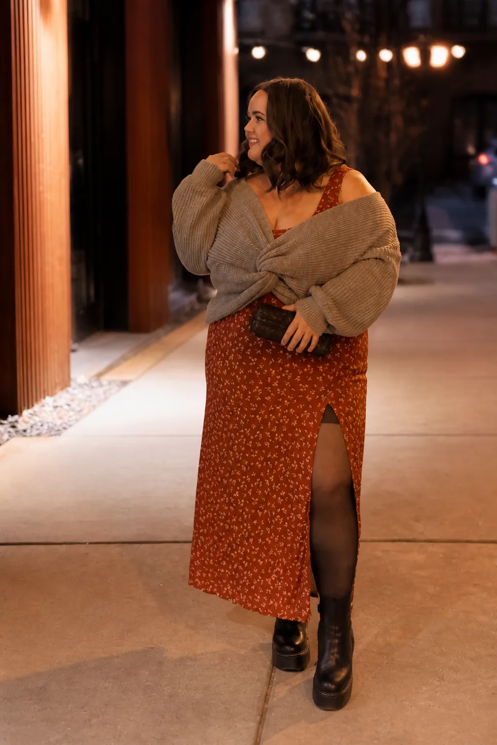 Cozy Cardigan Over Rustic Maxi Dress
