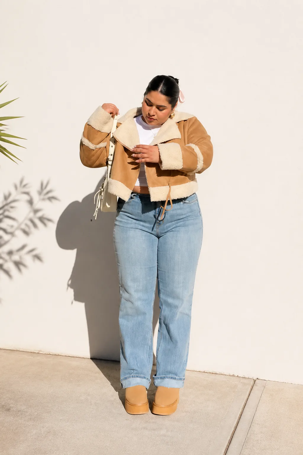 Cozy Chic in Shearling and Denim