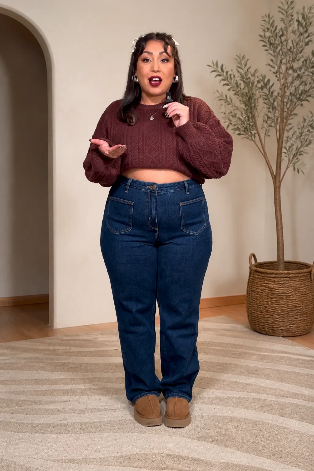 Cozy Fall Cropped Sweater and Jeans Outfit