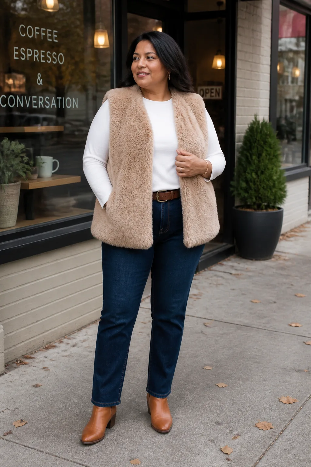 Cozy Faux Fur and Denim Combination