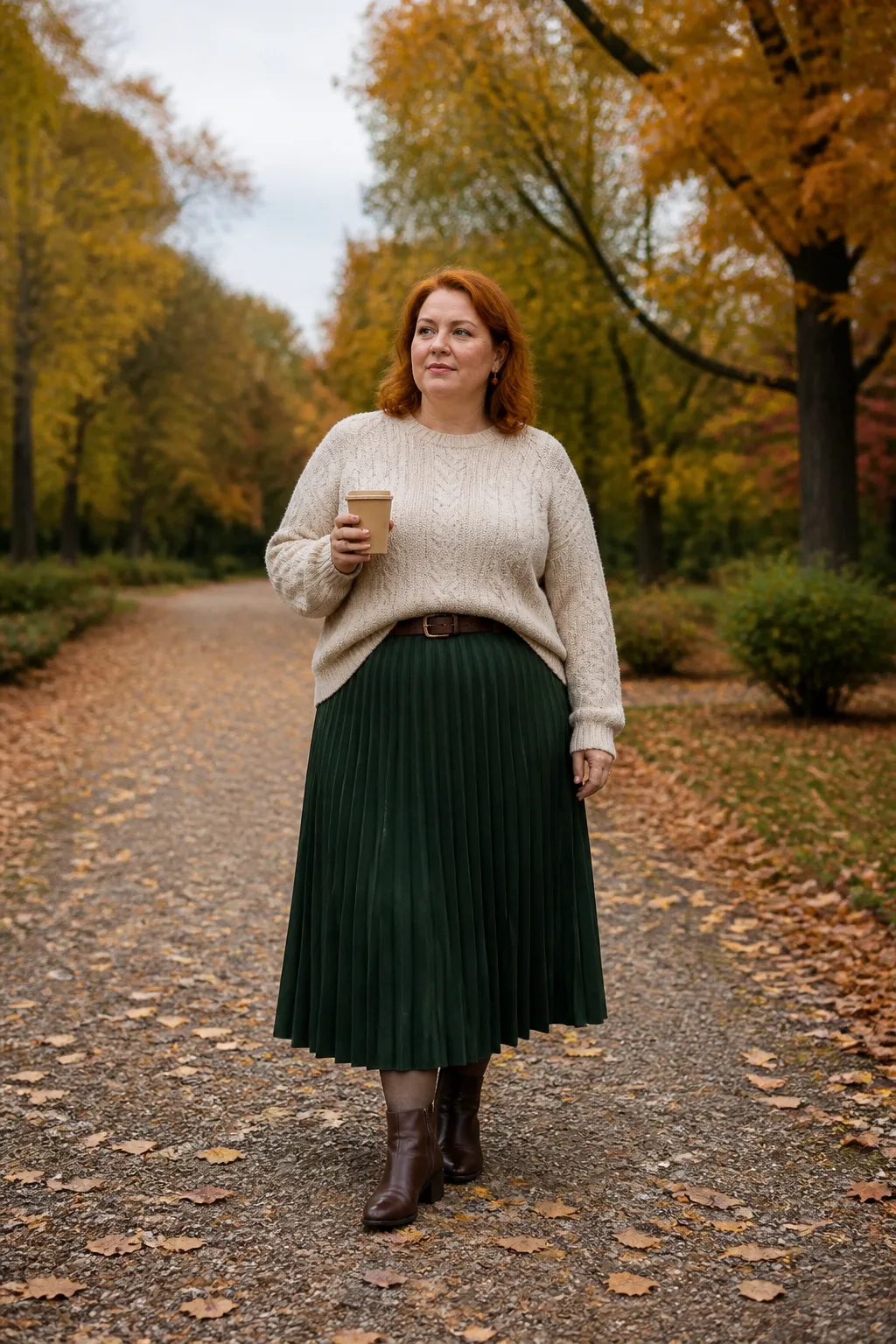 Cozy Knit and Pleated Skirt Ensemble