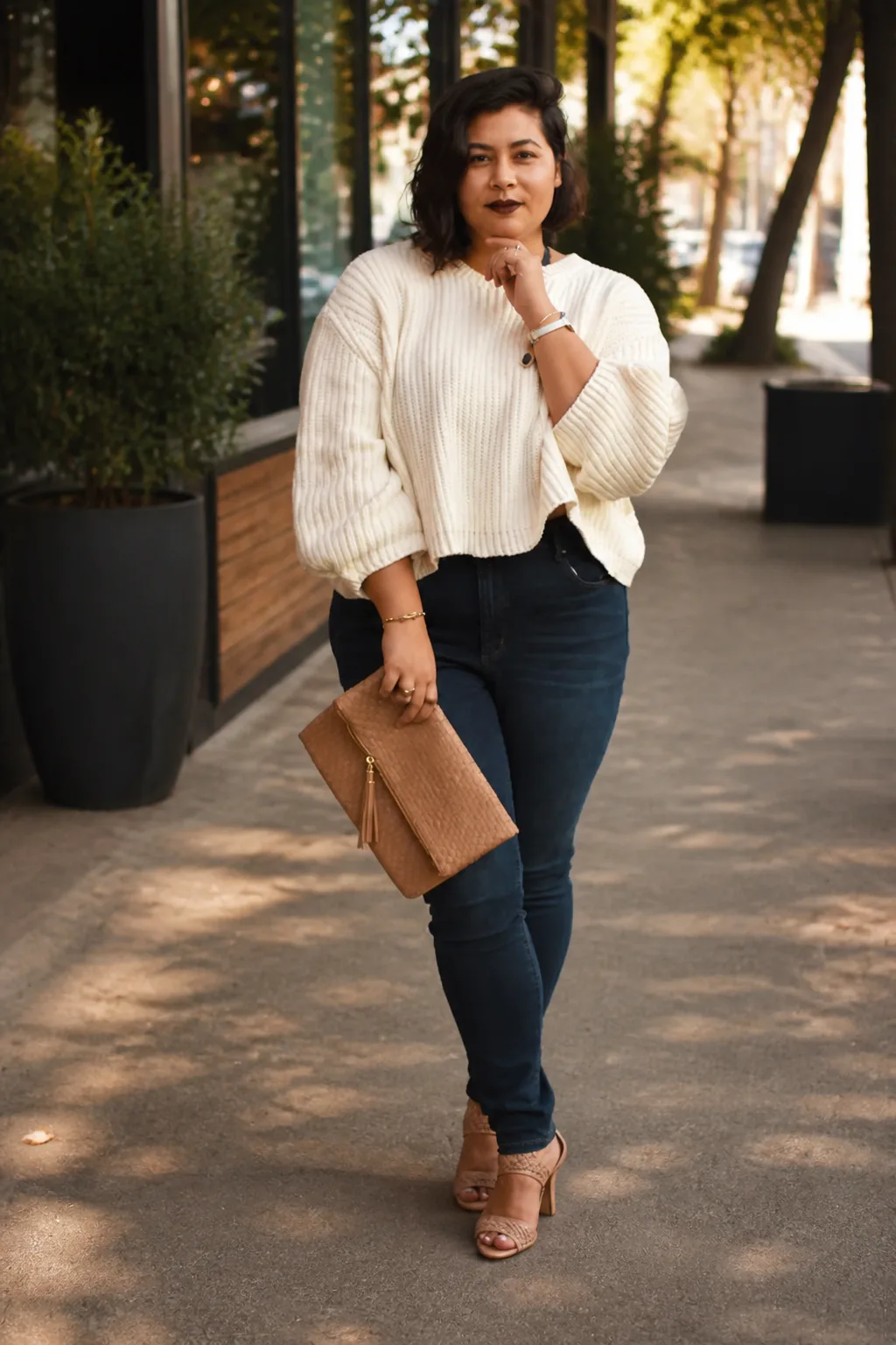 Cozy Knit Sweater and Denim Look