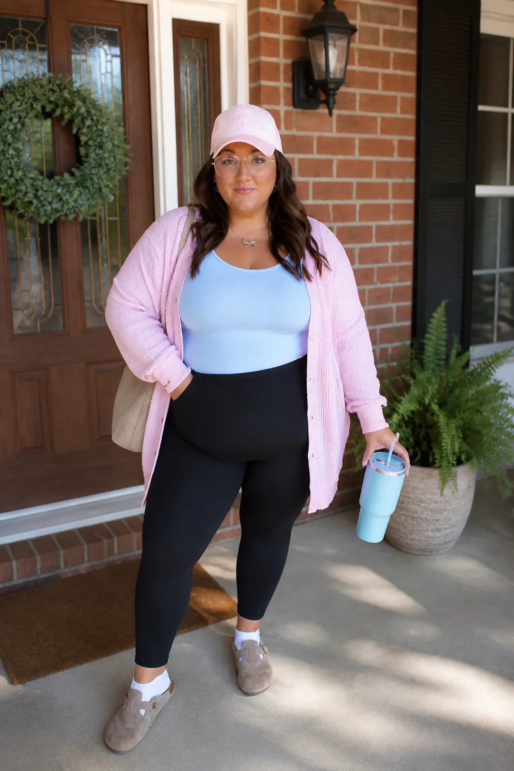 Cozy Pink Cardigan and Leggings Combo