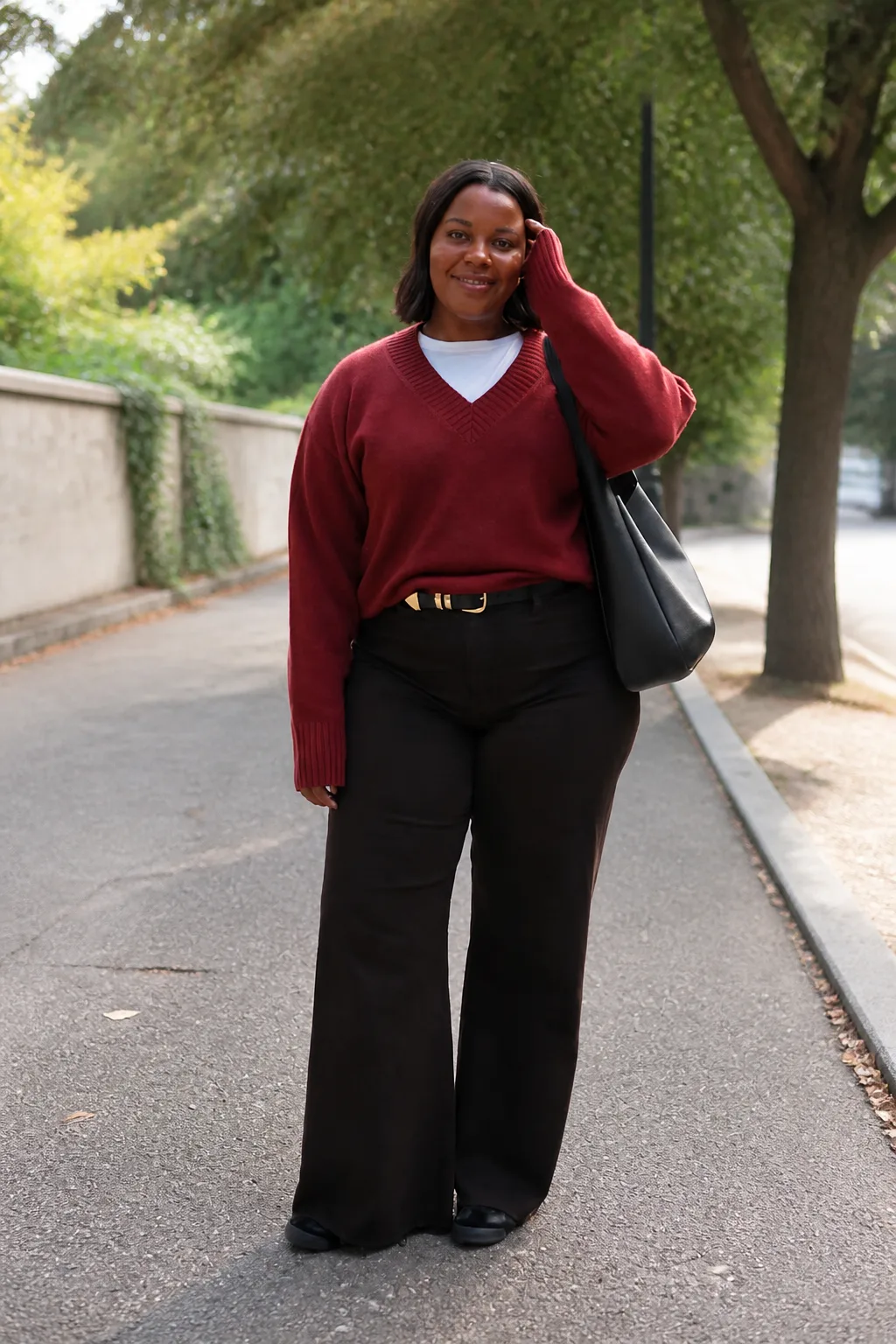 Cozy V-Neck Sweater Outfit
