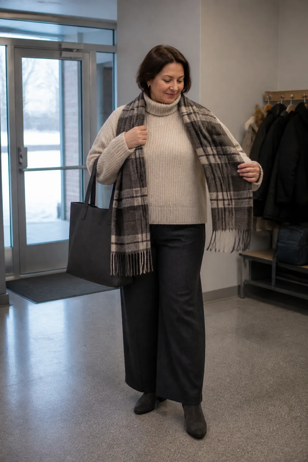 Cozy Winter Teacher Look with Scarf