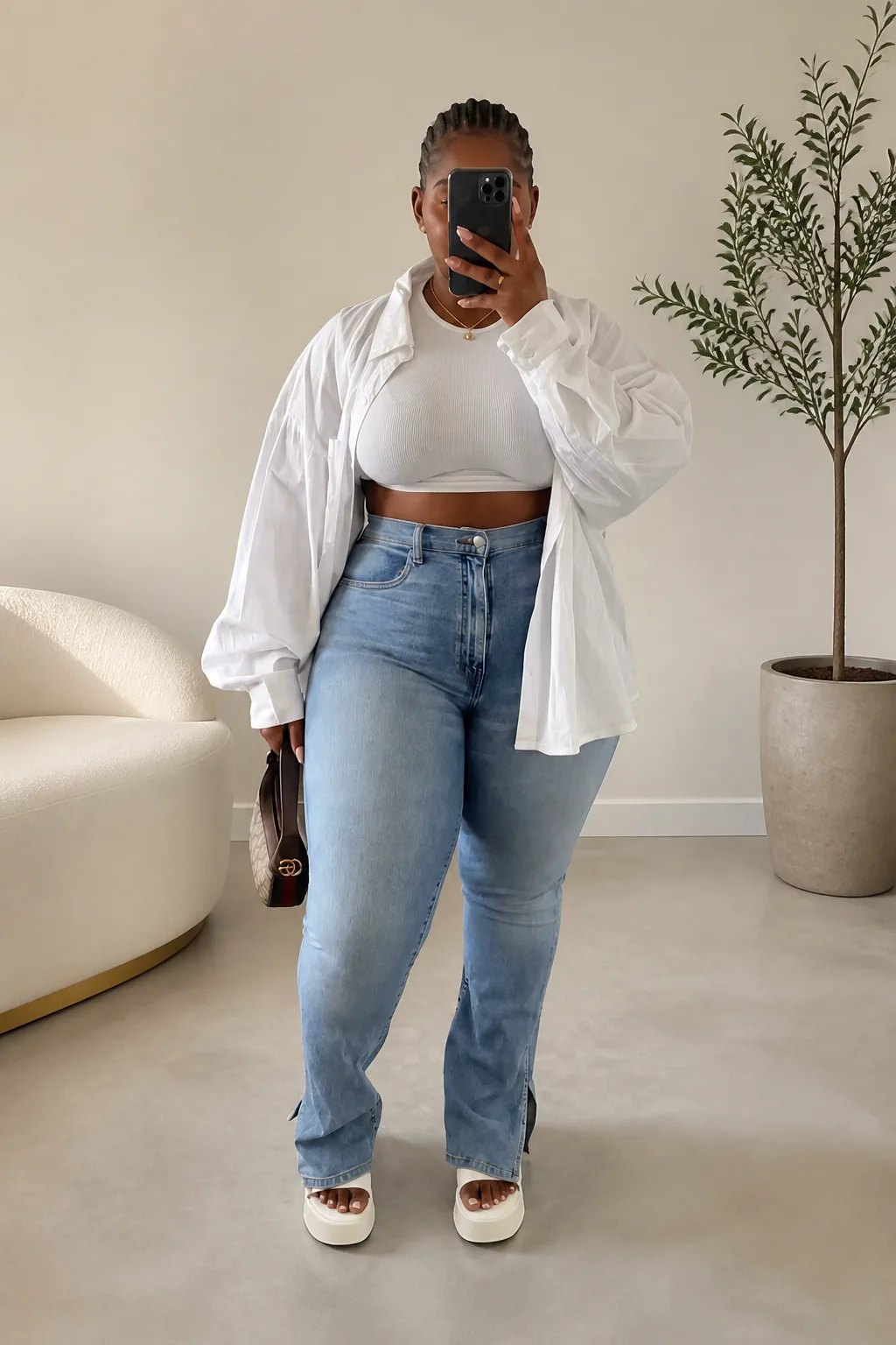 Crisp White and Denim Combo