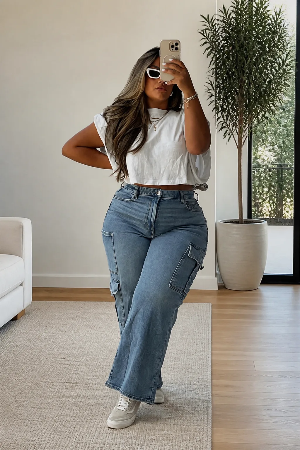 Crop Top and Cargo Jeans Combo
