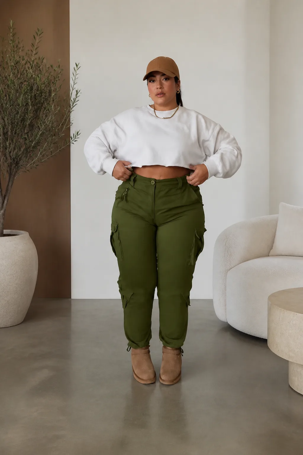 Crop Top and Cargo Pants Combo