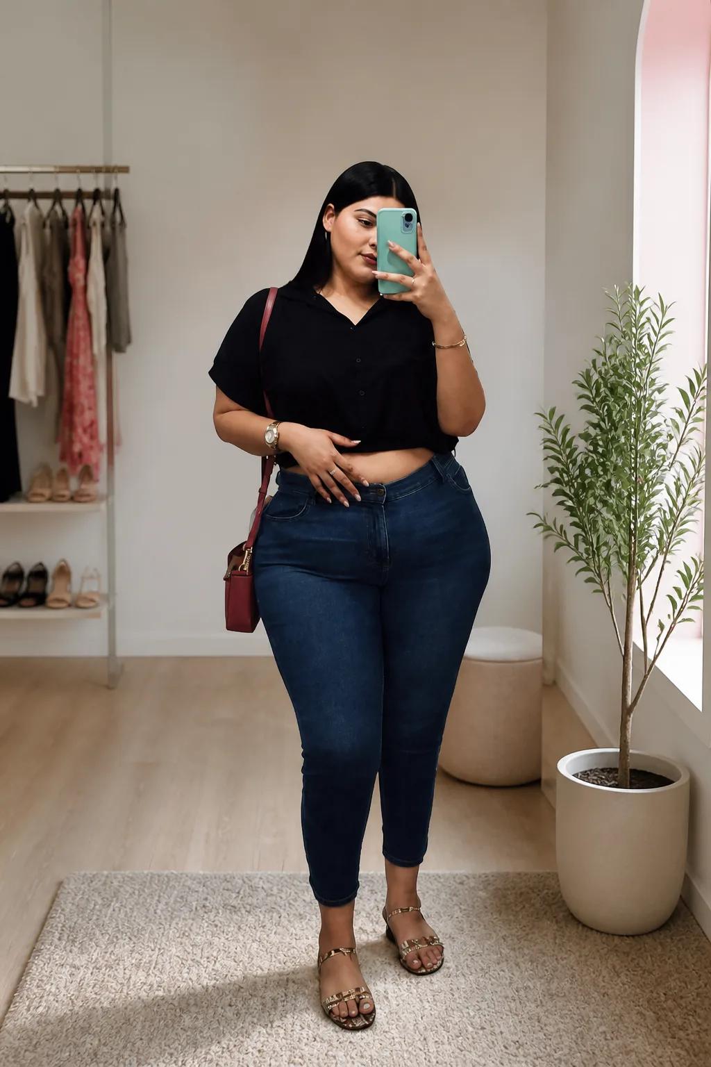 Crop Top and High-Waisted Jeans Combo