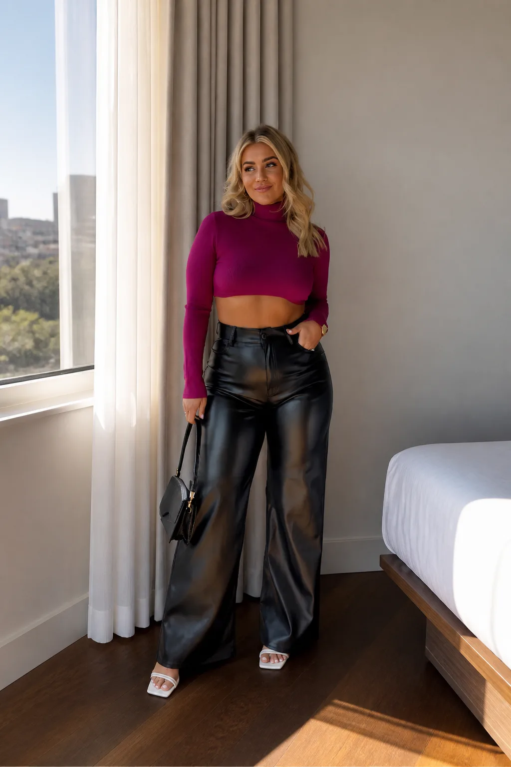 Crop Top and Leather Pants Combo