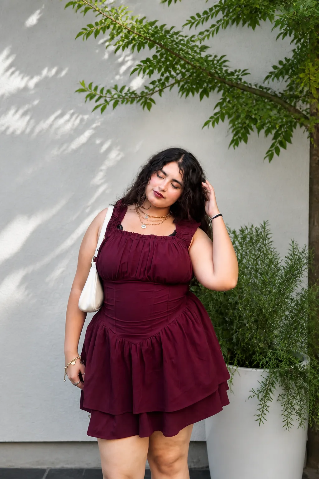 Cute Burgundy Night Out Dress