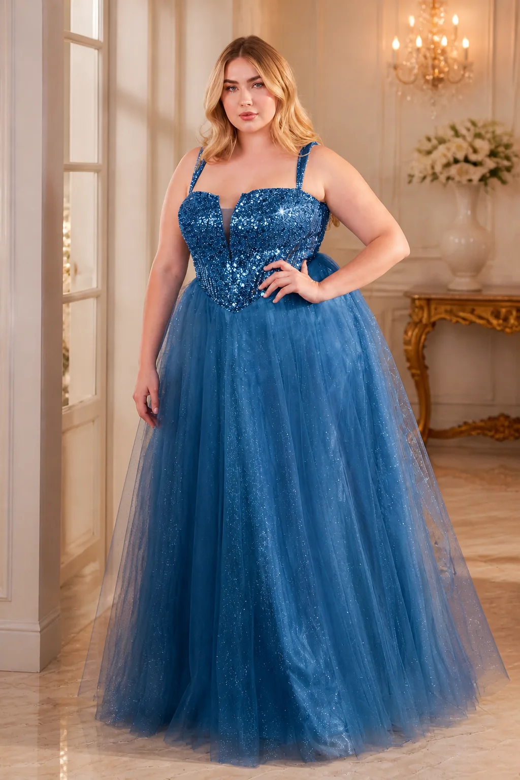 Dazzling Blue Tulle Ballgown