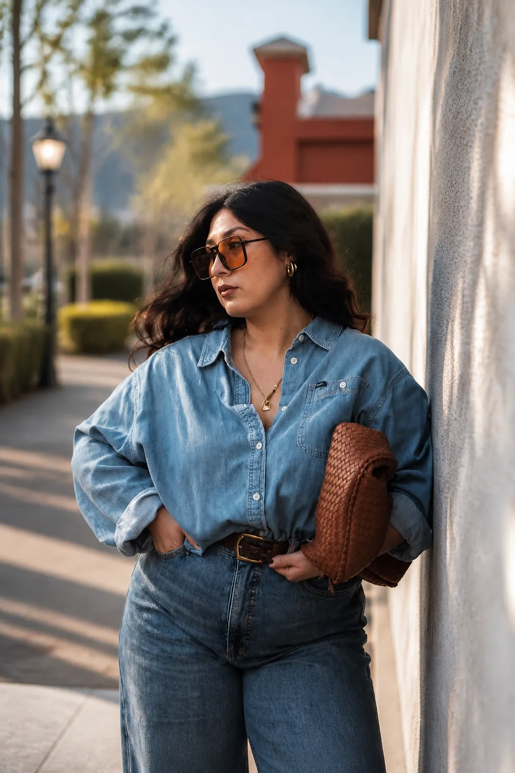 Denim-on-Denim Wide-Leg Styling