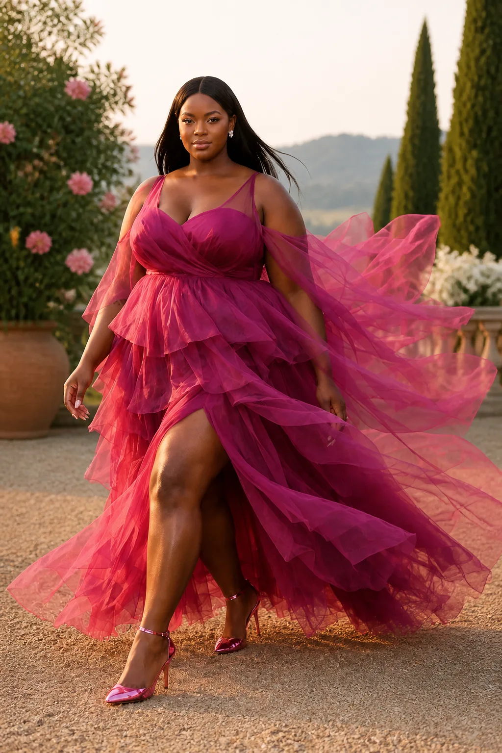 Dramatic Tiered Tulle Gown