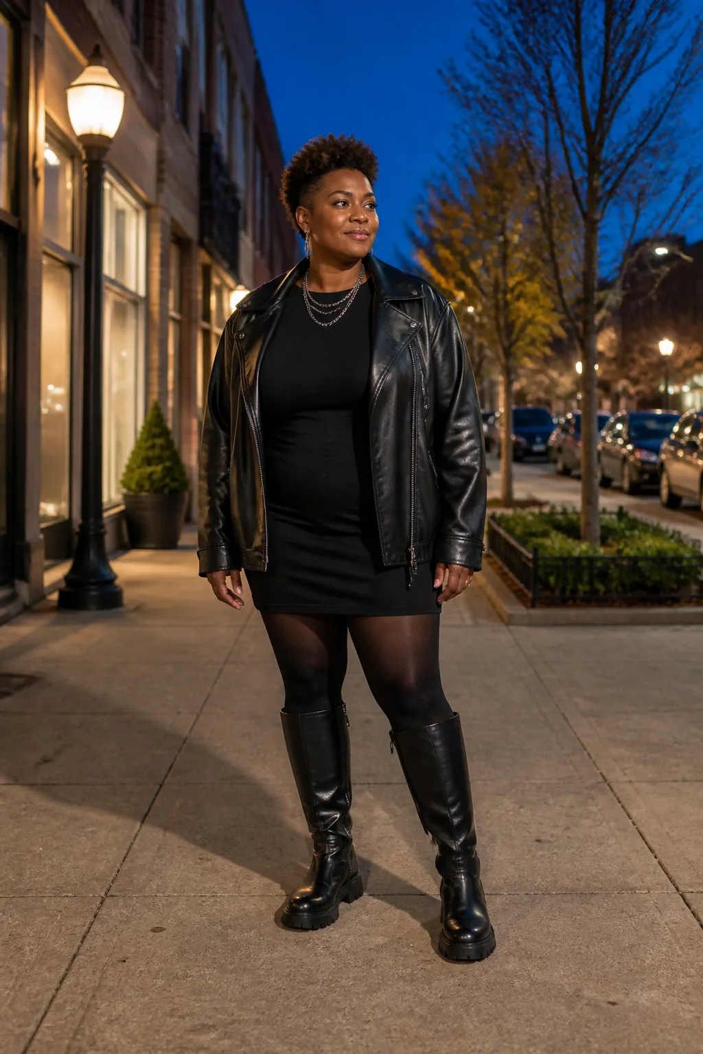 Edgy All-Black Layered Mini Dress
