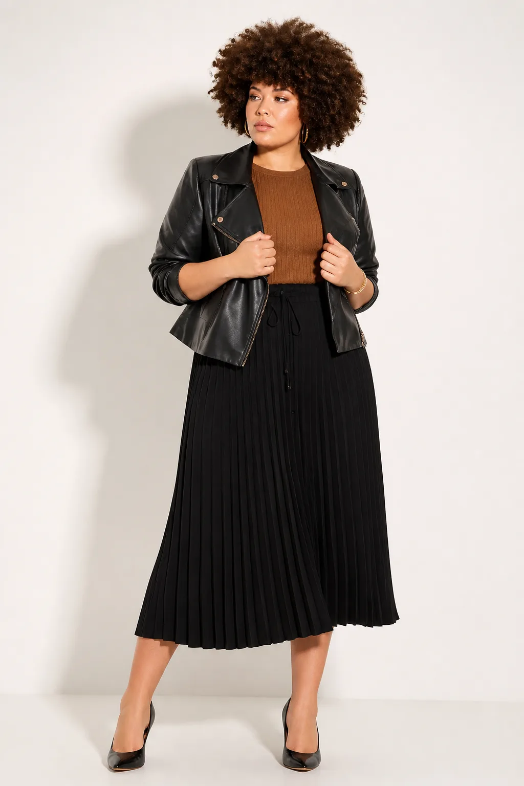Edgy Chic Leather and Pleats