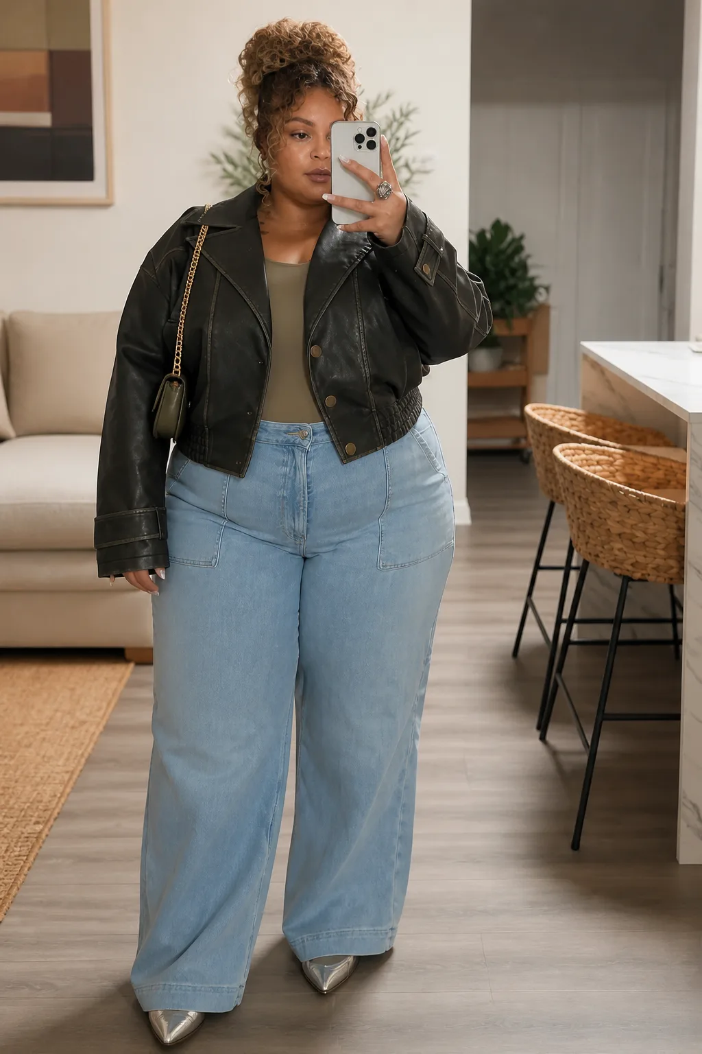 Edgy Chic with Leather and Denim