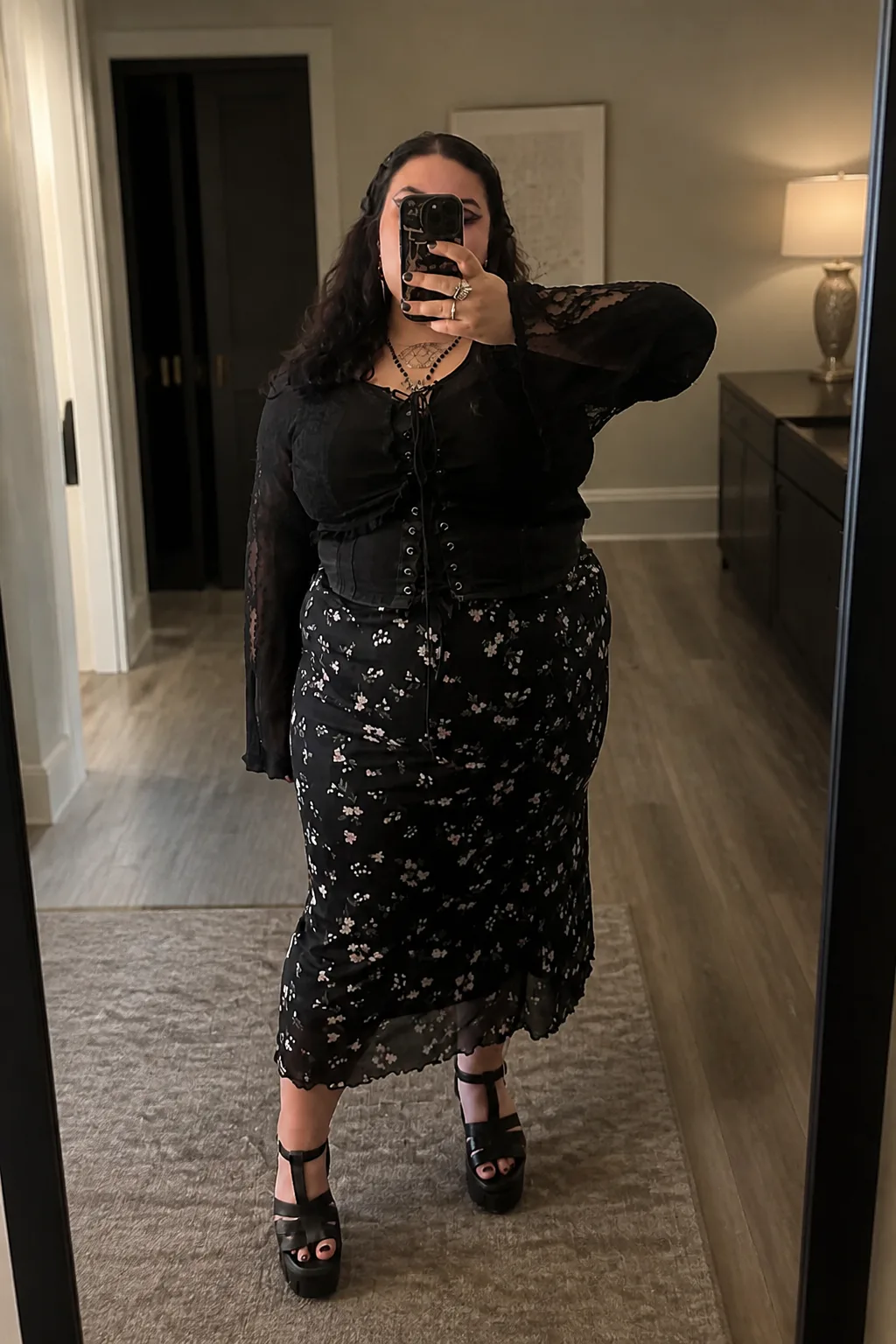 Edgy Corset and Skirt Concert Outfit