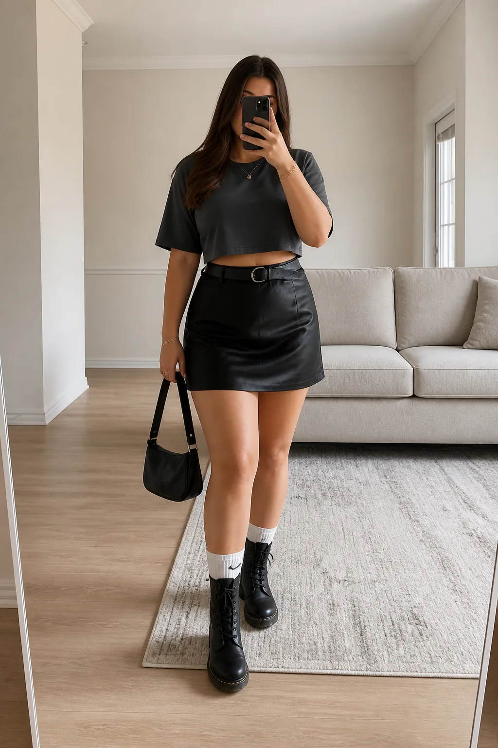 Edgy Crop Top and Mini Skirt