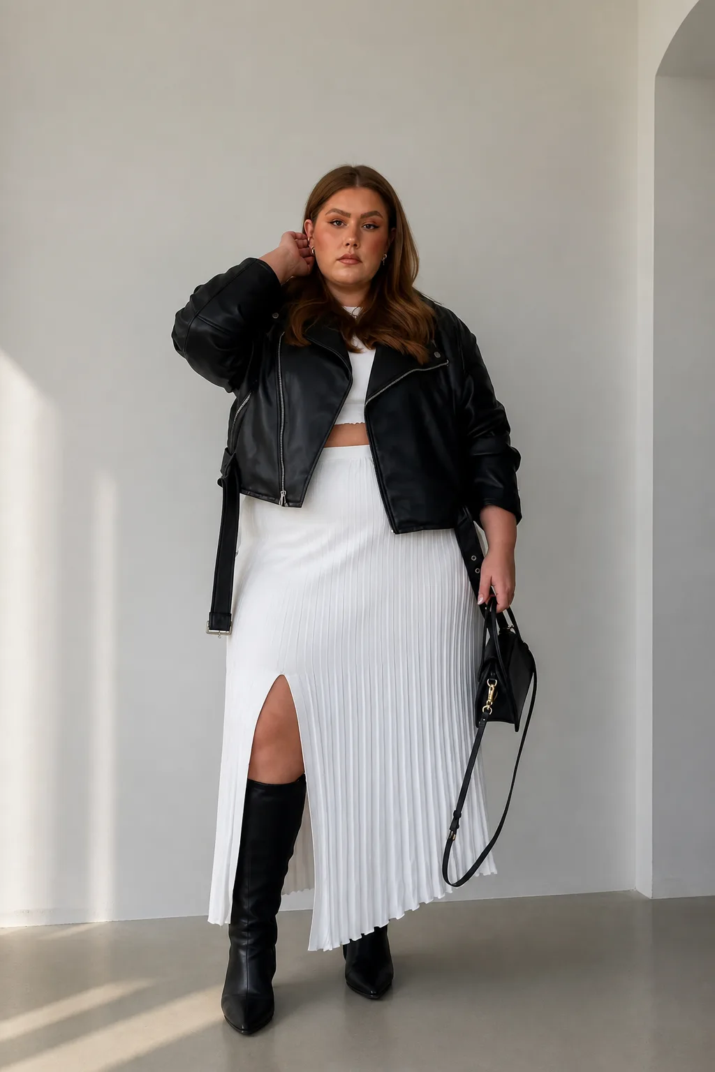 Edgy Elegance: Leather and Pleats