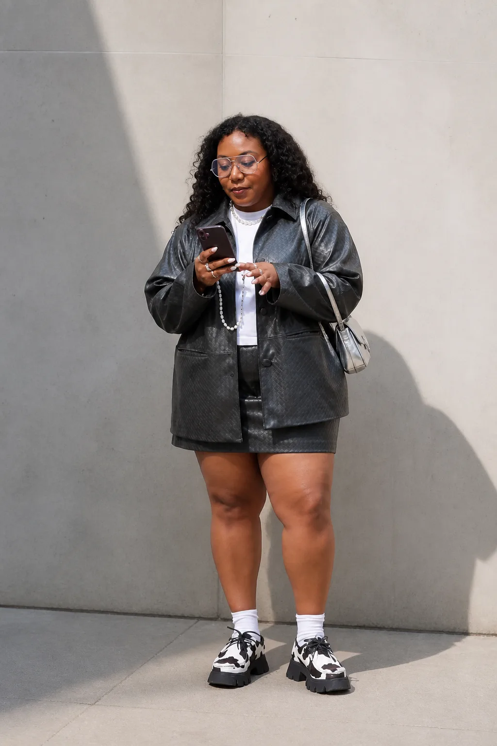 Edgy Grey Mini Skirt Street Style