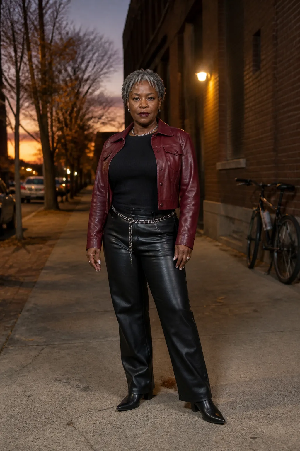 Edgy Leather-Inspired Fall Look